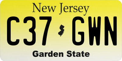 NJ license plate C37GWN