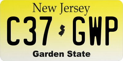 NJ license plate C37GWP
