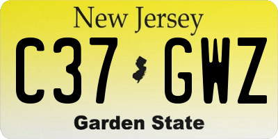 NJ license plate C37GWZ