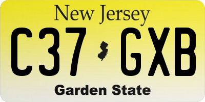 NJ license plate C37GXB
