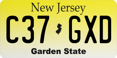NJ license plate C37GXD