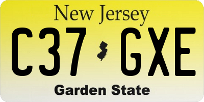 NJ license plate C37GXE