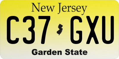 NJ license plate C37GXU