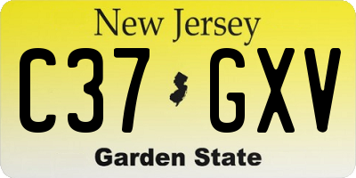 NJ license plate C37GXV
