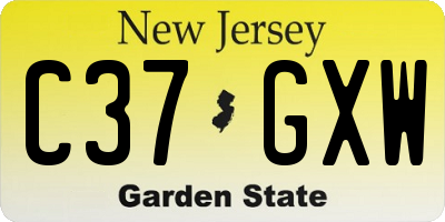 NJ license plate C37GXW