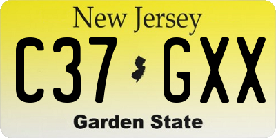 NJ license plate C37GXX