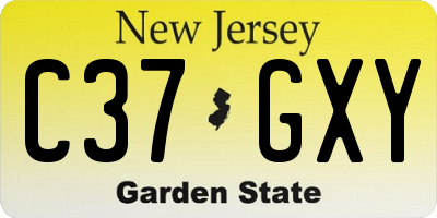 NJ license plate C37GXY