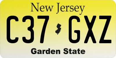 NJ license plate C37GXZ