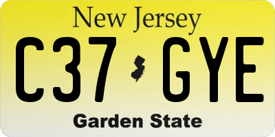 NJ license plate C37GYE