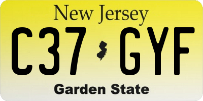 NJ license plate C37GYF