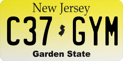 NJ license plate C37GYM