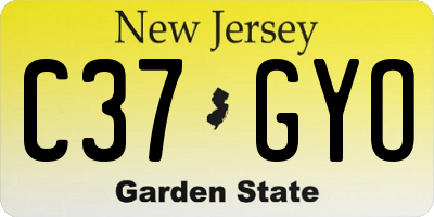 NJ license plate C37GYO