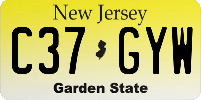NJ license plate C37GYW