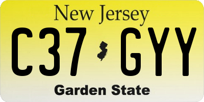 NJ license plate C37GYY