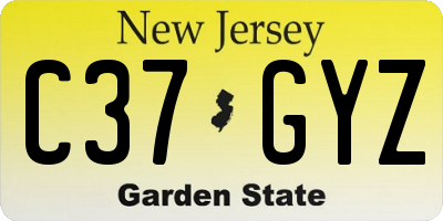 NJ license plate C37GYZ