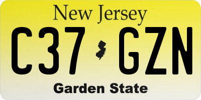 NJ license plate C37GZN