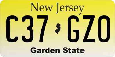 NJ license plate C37GZO