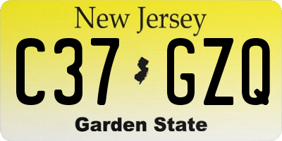 NJ license plate C37GZQ