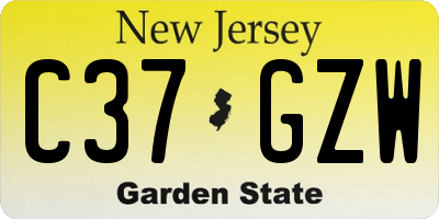 NJ license plate C37GZW