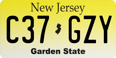 NJ license plate C37GZY