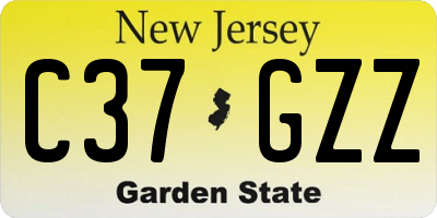 NJ license plate C37GZZ