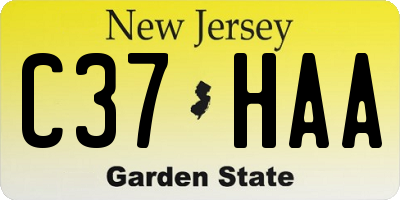 NJ license plate C37HAA
