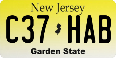 NJ license plate C37HAB