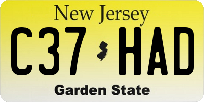 NJ license plate C37HAD
