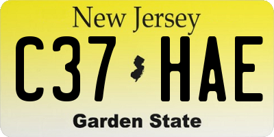 NJ license plate C37HAE