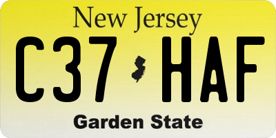 NJ license plate C37HAF