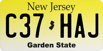 NJ license plate C37HAJ