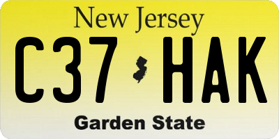NJ license plate C37HAK