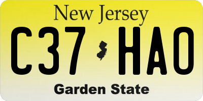 NJ license plate C37HAO
