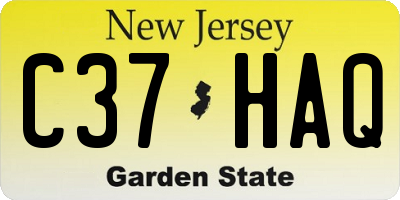 NJ license plate C37HAQ
