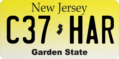 NJ license plate C37HAR