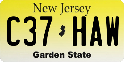 NJ license plate C37HAW