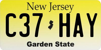 NJ license plate C37HAY