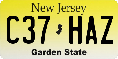 NJ license plate C37HAZ