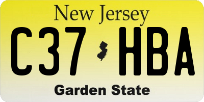 NJ license plate C37HBA