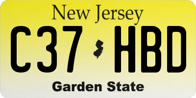 NJ license plate C37HBD