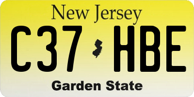 NJ license plate C37HBE