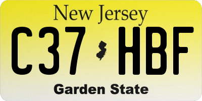 NJ license plate C37HBF