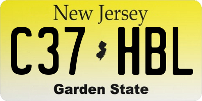NJ license plate C37HBL