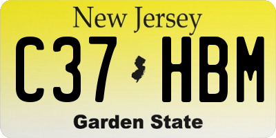 NJ license plate C37HBM