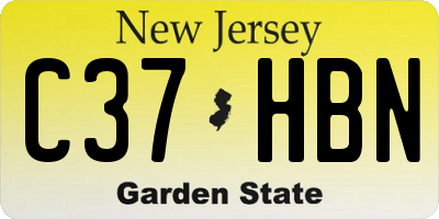 NJ license plate C37HBN