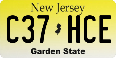 NJ license plate C37HCE