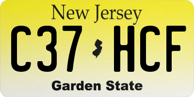 NJ license plate C37HCF