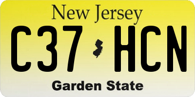 NJ license plate C37HCN