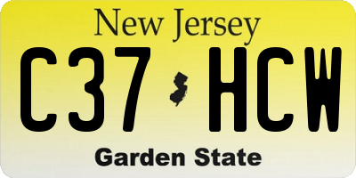 NJ license plate C37HCW