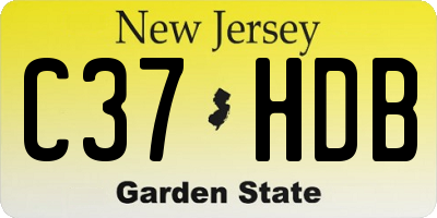 NJ license plate C37HDB